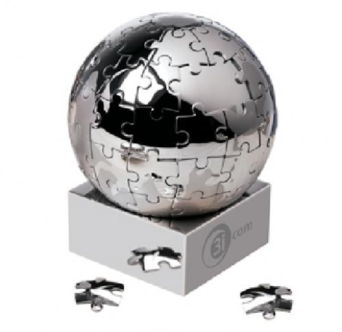 Engraved Stainless Steel World Puzzle Globe Paperweights