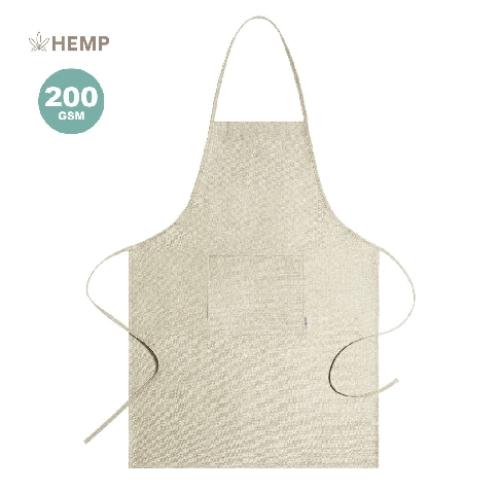 Printed 100% Hemp - Fabric Apron Green Or Natural