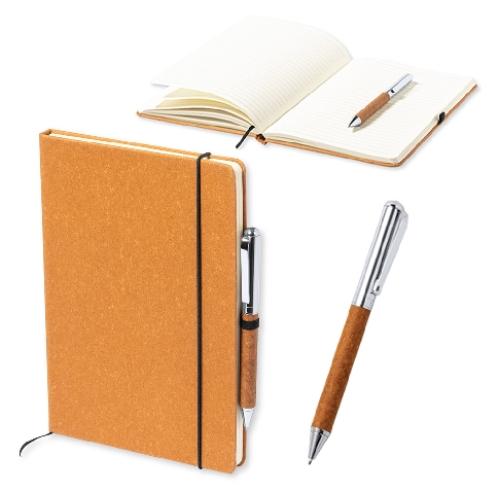 Recycled Leather Pen And Matching Notebook Set