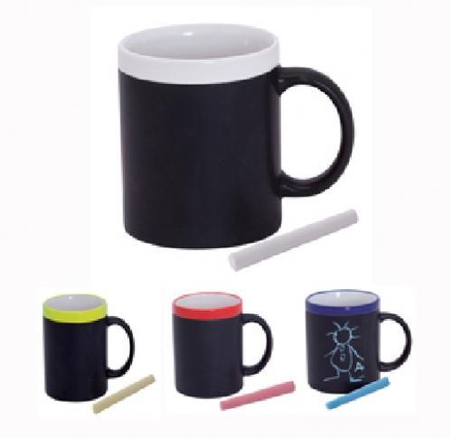 Promotional Chalk Mugs With Coloured Trim