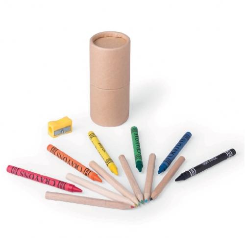 Printed Logo Colouring Sets Pixi 6 Wax Crayons, 5 Half Sized Colouring Pencils