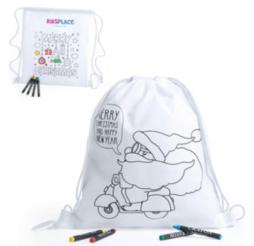 Kids Christmas Drawstring Bag And Colouring Set