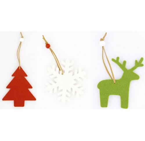 Felt Christmas Tree Hanging Decorations Set of Three 