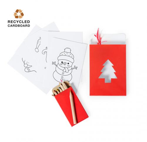 Christmas Kids Gift Set 6 Hanging Decorations With Colouring Set