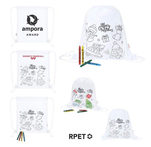 Childrens Christmas Drawstring Back Pack Colouring Gift Set