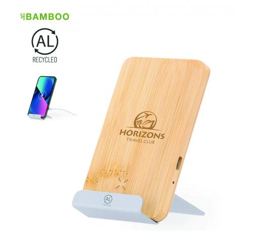 15W Bamboo Phone Charger and and Holder Custom Logo