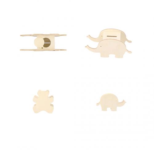 Natural Wood Animal Shaped Includse 5 Cryaons Money Box Yilmax