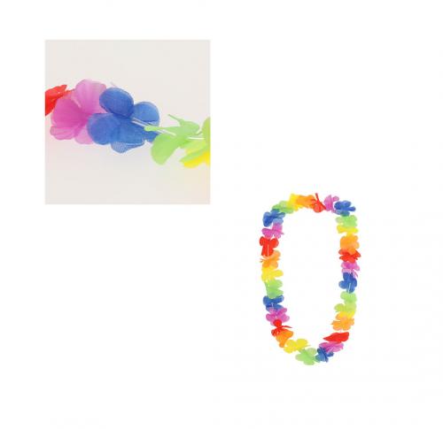 Hawaiian Polyester Multi Coloured Flowers Necklace Punder