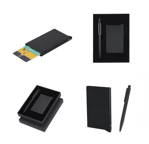 Recycled Aluminium Pen & Business Card Holder Gift Set