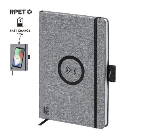Recycled RPET A5 Notebook & Wireless Charger Notepad Bein