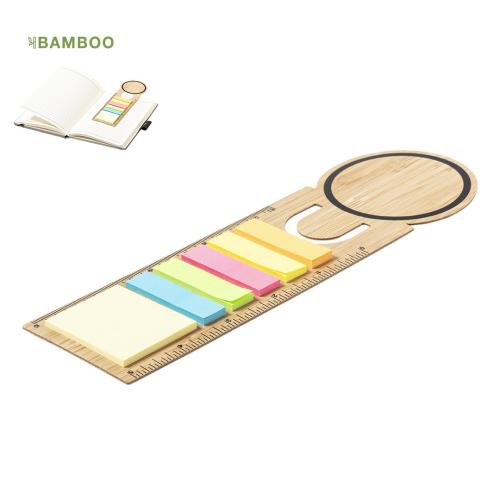 Bamboo Ruler Bookmark & Sticky Note Pad