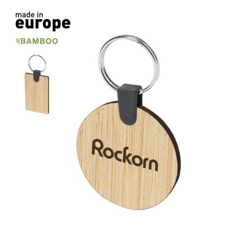 Branded Bamboo Circular Or Square Keyrings Laser Engraved