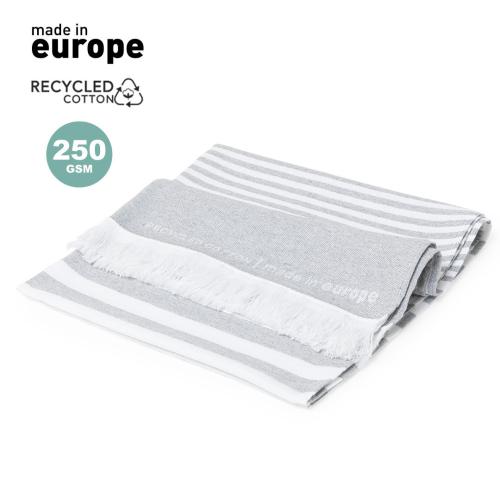 Recycled Cotton Hamman Towel Light Grey with Tassles 150 x 80 cms