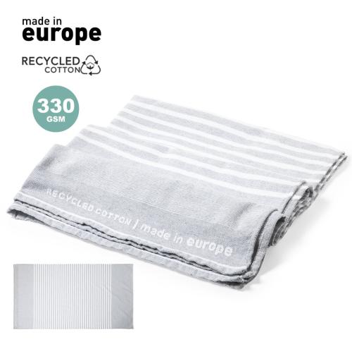 Recycled Cotton Hamman Towel Striped Grey 150 x 80 cms