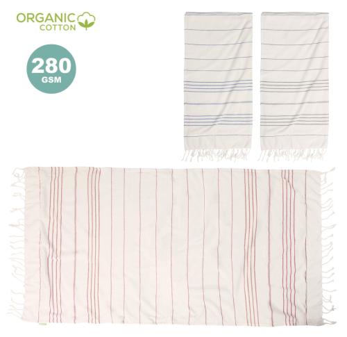 Promotional 100% Organic Cotton Hammam Style Beach Towels GOTS Certified 180 X 80 Cms
