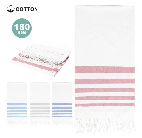 Cotton Hamman Towel Pareo White With coloured Stripes 170 x 90 cms