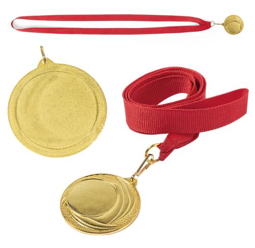 Gold Coloured Medal Red Ribbon Caribiner Clip