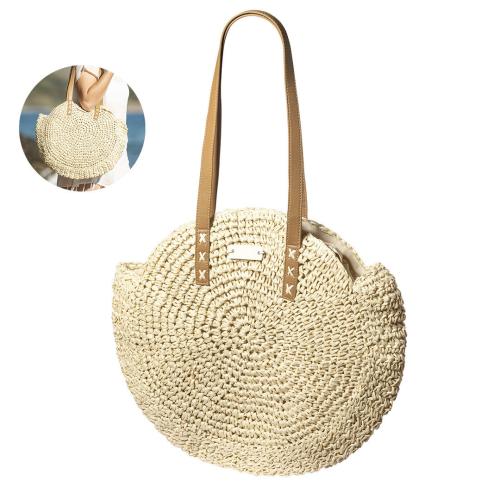 Branded Raffia Round Shaped Beach Bags Mandy