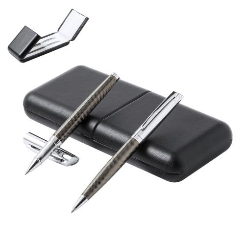 Premium Rollerball and Ballpoint Pen Set Metal and Chrome