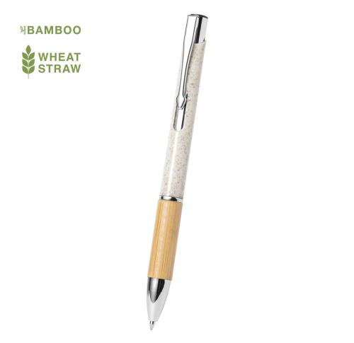 Bamboo, Wheat Straw & Chrome Pen Blue Ink Pen Selintong