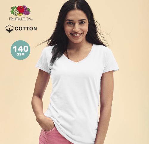 Fruit of the Loom 100% Cotton Women White T-Shirt Iconic V-N
