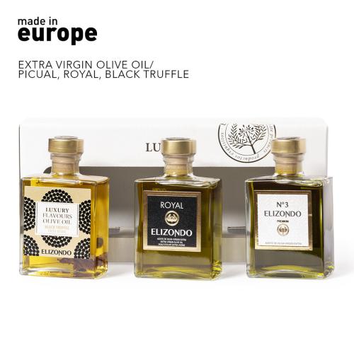Extra Virgin Olive Oil Elizondo Gift Set of 3 Glass Bottles