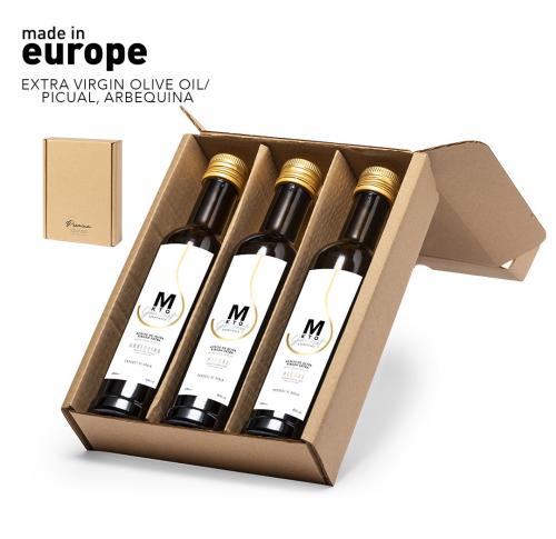 Extra Virgin Olive Oil Premiun Gift Set Golden 3 x 250ml Glass Bottles