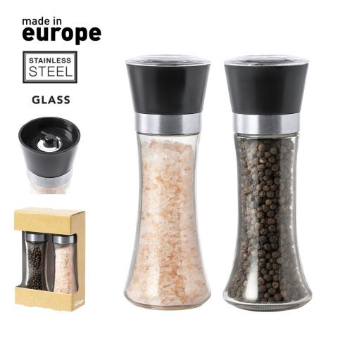 Salt & Pepper Mill Gift Set Glass & Stainless Steel Sazon
