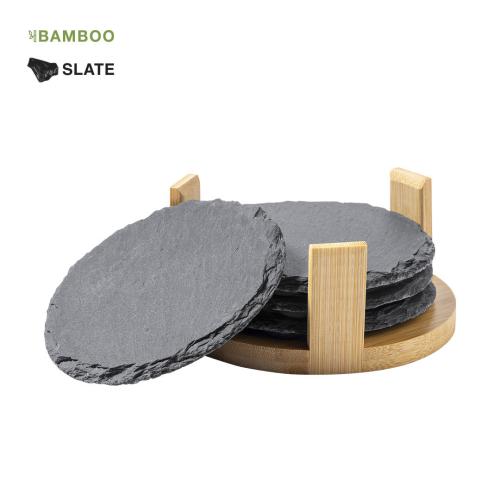 Luxury Bamboo & Slate Coaster Gift Set - 4 Coasters