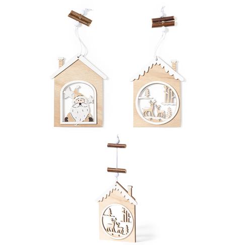 Hanging Wooden Christmas Decoration Father Christmas House