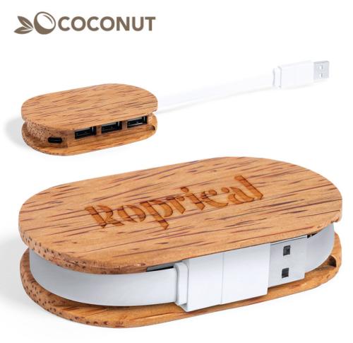 Wooden USB Hub 2.0 Port Made of Coconut
