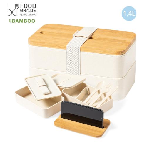 Bamboo Lunch Box and Smartphone Holder
