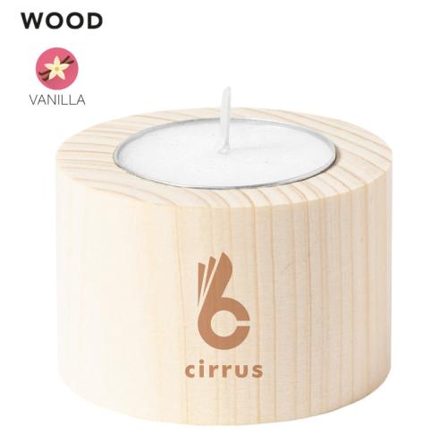Wooden Tea Light Holder And Vanilla Scented Candle