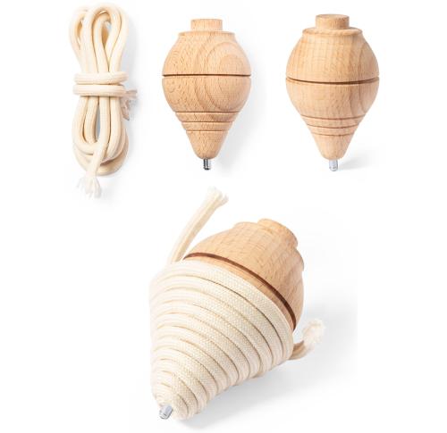 Traditional Wooden Spinning Top Cotton String