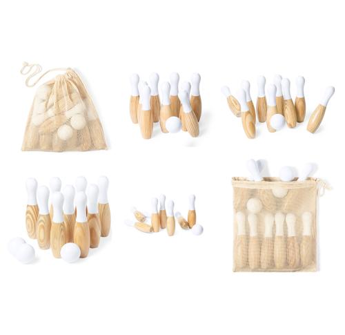 Wooden Bowling Game Set Cotton Carry Bag