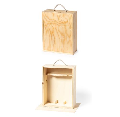 Wooden Wine Box Holds Two Bottles