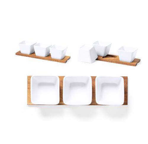 Appetiser Serving Bowl Set and Wooden Stand