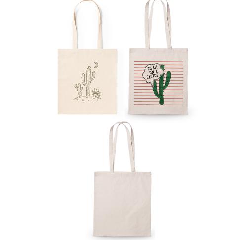 Custom Printed 100% Cotton Tote Bags 300g Long Handles Bag Emphy