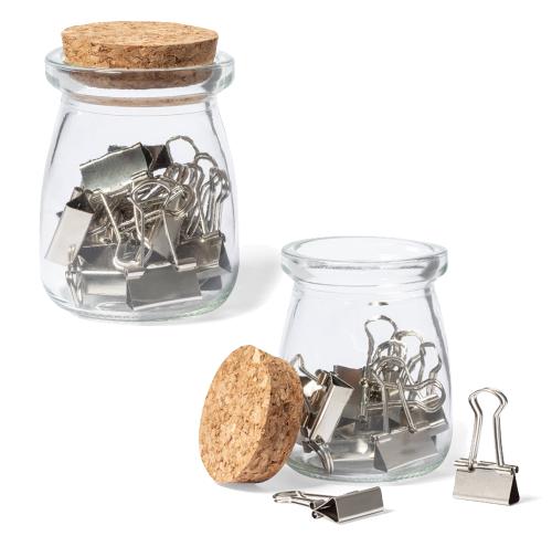 Natural Glass Jar 15 Clips Office Accessory