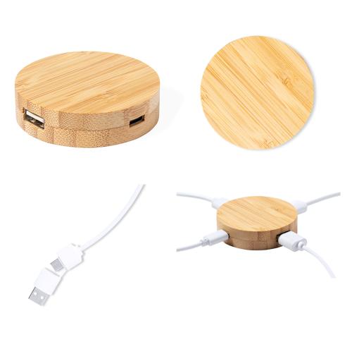 Bamboo Smartphone Holder USB Hub Lasiar