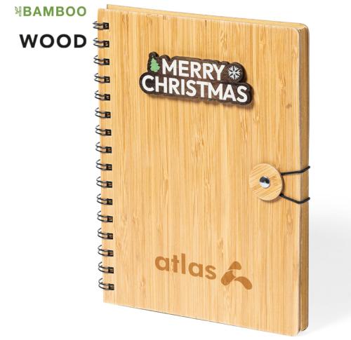 Merry Christmas Wood Cover Notebook Mossel