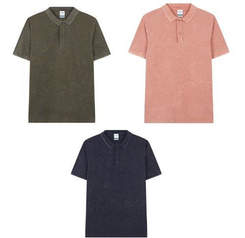Unisex Adult Polo Shirt 100% Pique Washed Jeans Effect