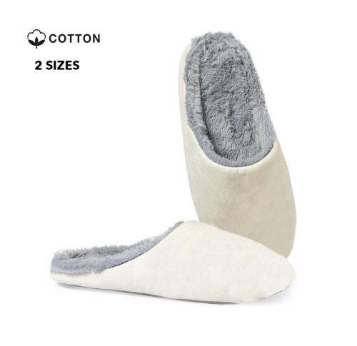 Custom Branded Unisex Cotton Slippers Plush Grey Lining