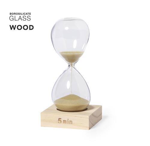 Branded Lifestyle Glass 5 Minute Sand Timers Wooden Pine Base 
