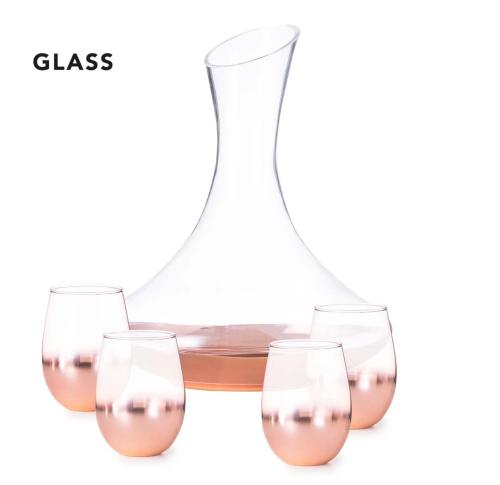 Branded Elegant Rose Gold Wine Set - 1.8L Decanter 4 Tumblers 500ml