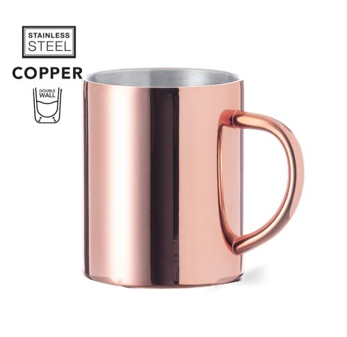 Branded Rose Gold Stainless Steel 280ml Mugs Black Gift Box