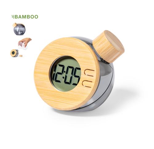 Promotional Eco Desk Clocks Bamboo Battery Free 