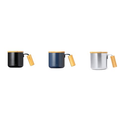 Promotional Insulated 330ml Recycled Stainless Steel Camping Mugs Bamboo Lid
