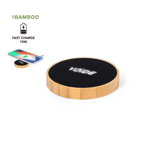 Custom Round Bamboo Wireless Smartphone Chargers 15W