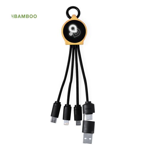 Custom Printed Charging Cable Sets Bamboo LED Ligh Type C Lightening
